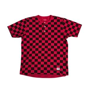 Supreme Red and Black Checkered Henley T-Shirt